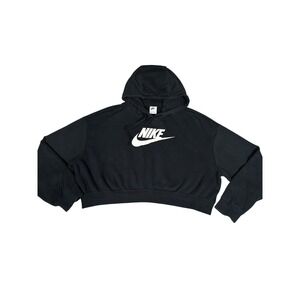 Nike Sportswear Essential Womens Cropped Fleece Hoodie Black DQ5850-010 Medium